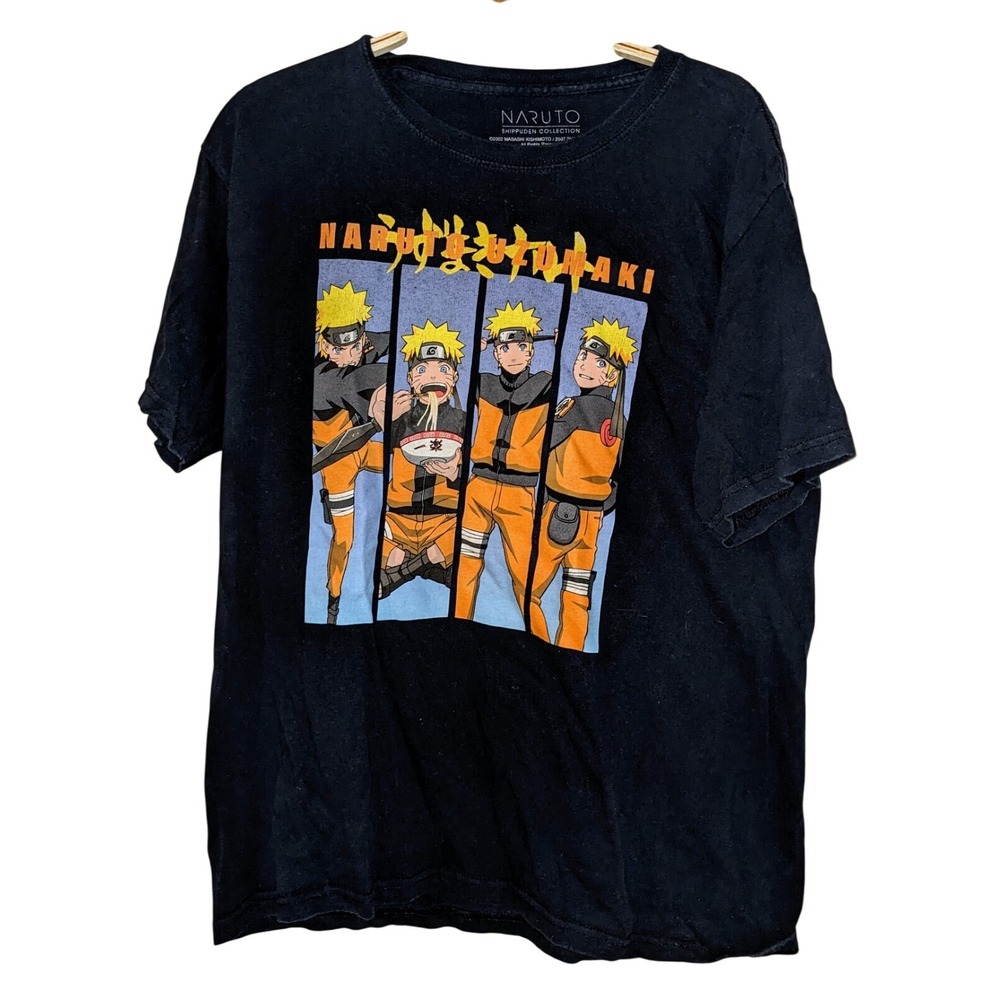 Naruto Shippuden Collection Anime Graphic T-Shirt Manga Comic Black XL
